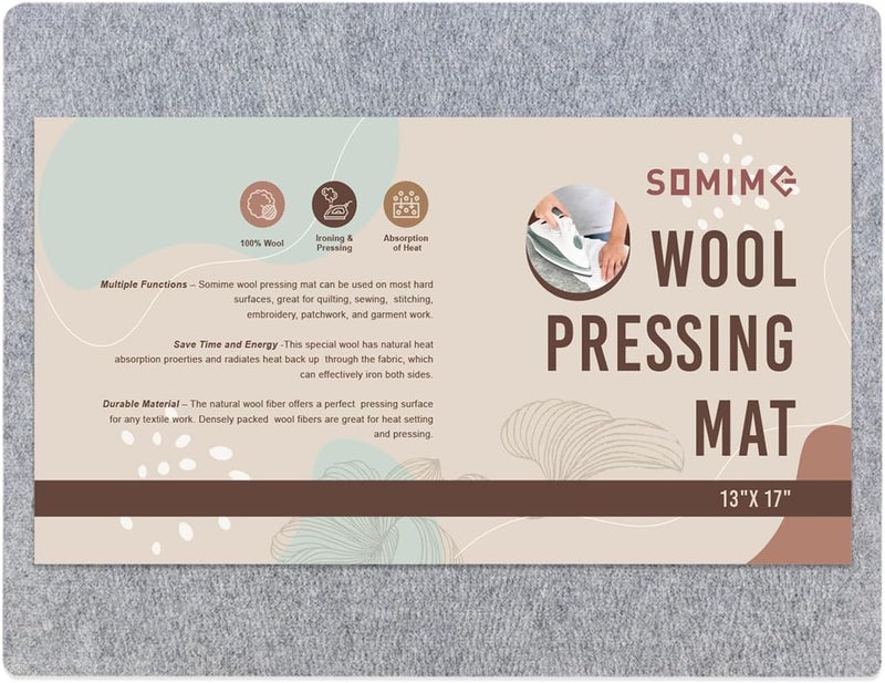 Somime 13x17" Wool Pressing Mat, 100% New Zealand Wool Ironing Mat, Felted Wool Ironing Board for Sewing, Quilting, DIY Crafts, and Embroidery - Image 1